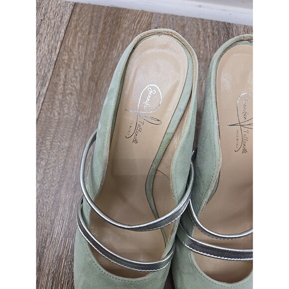 Jennifer Tattanelli Heeled Pump Light Green Silver Straps 3.25" Women's 37 US 7 - Picture 8 of 13
